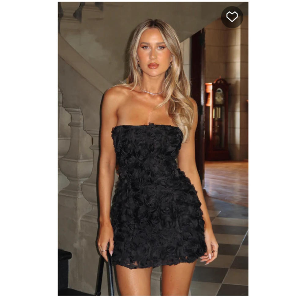 White Fox Pretty Women Mini dress floral tulle Black Strapless size M black